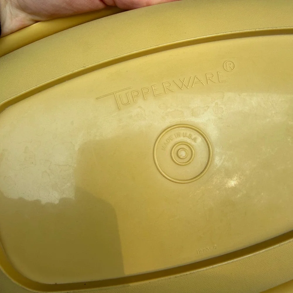 Tupperware Vintage Vegetable Steamer Server Harvest Gold Yellow 3 Piece Set